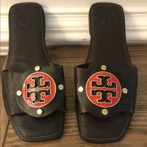 Tory Burch Leather Slides with Logo